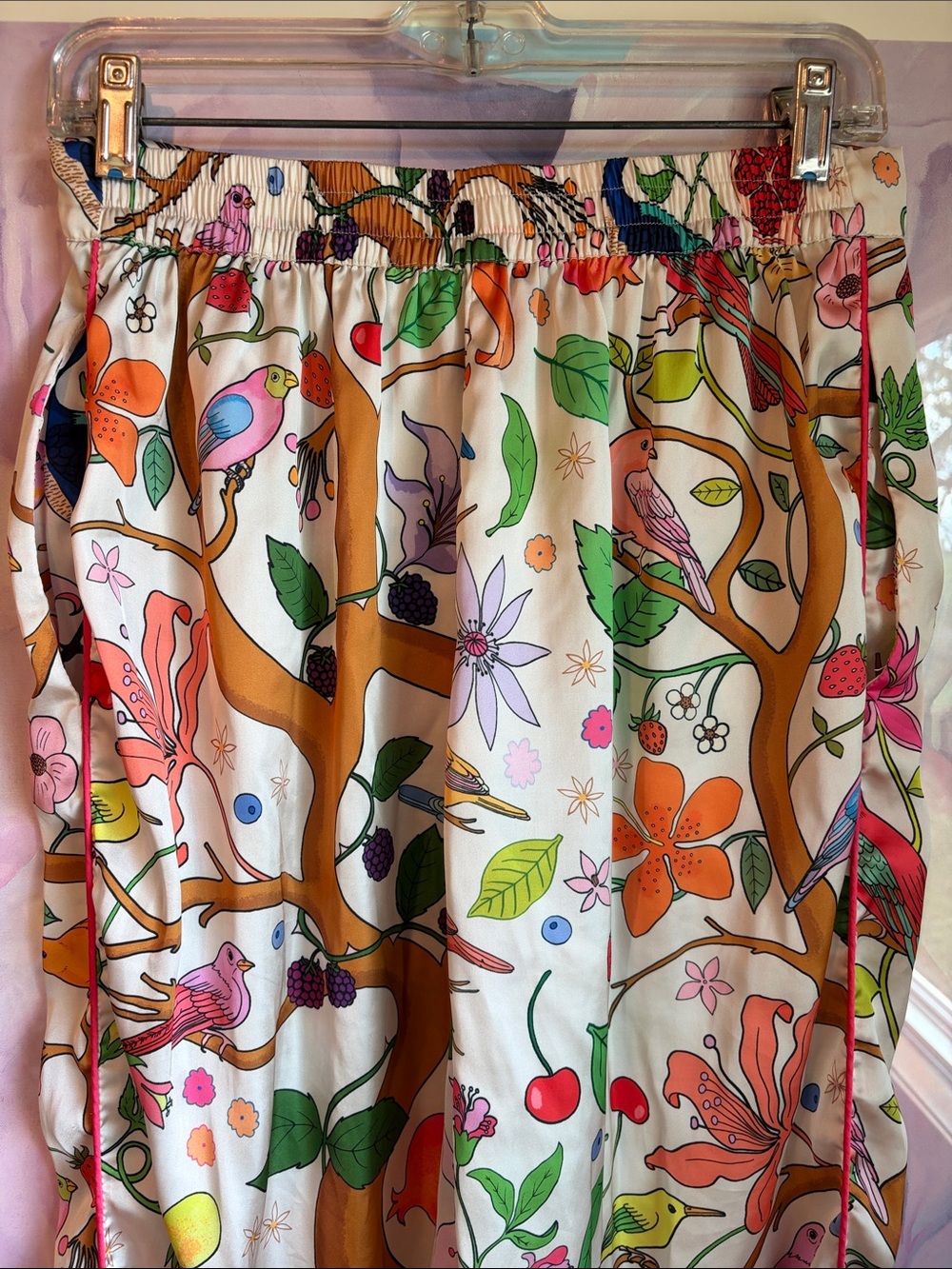 Karen Mabon Satin Tree of Life Floral Bird Pajama Set, Size M - Picture 8 of 8